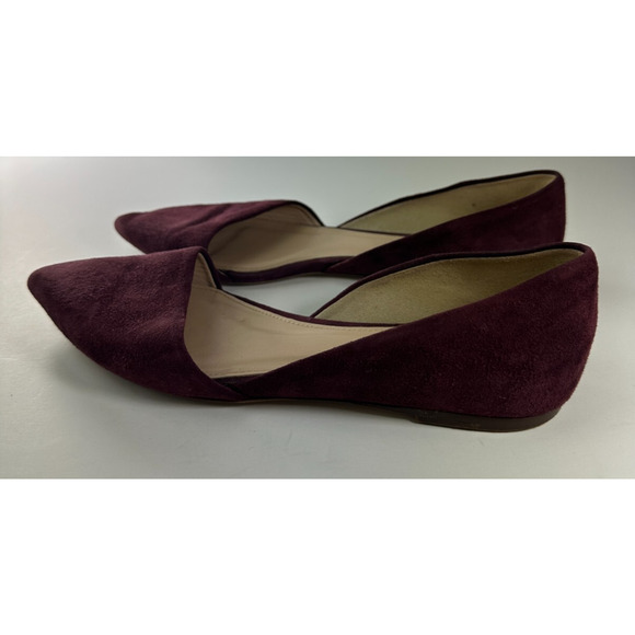 J. Crew D'Orsay Pointed Toe Leather Suede Flats Size 6 Burgundy Maroon E0033 - Picture 10 of 12